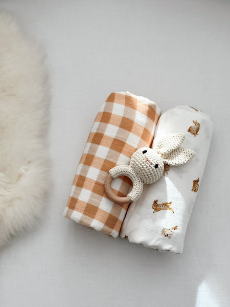 ORGANIC COTTON SWADDLE - GINGHAM