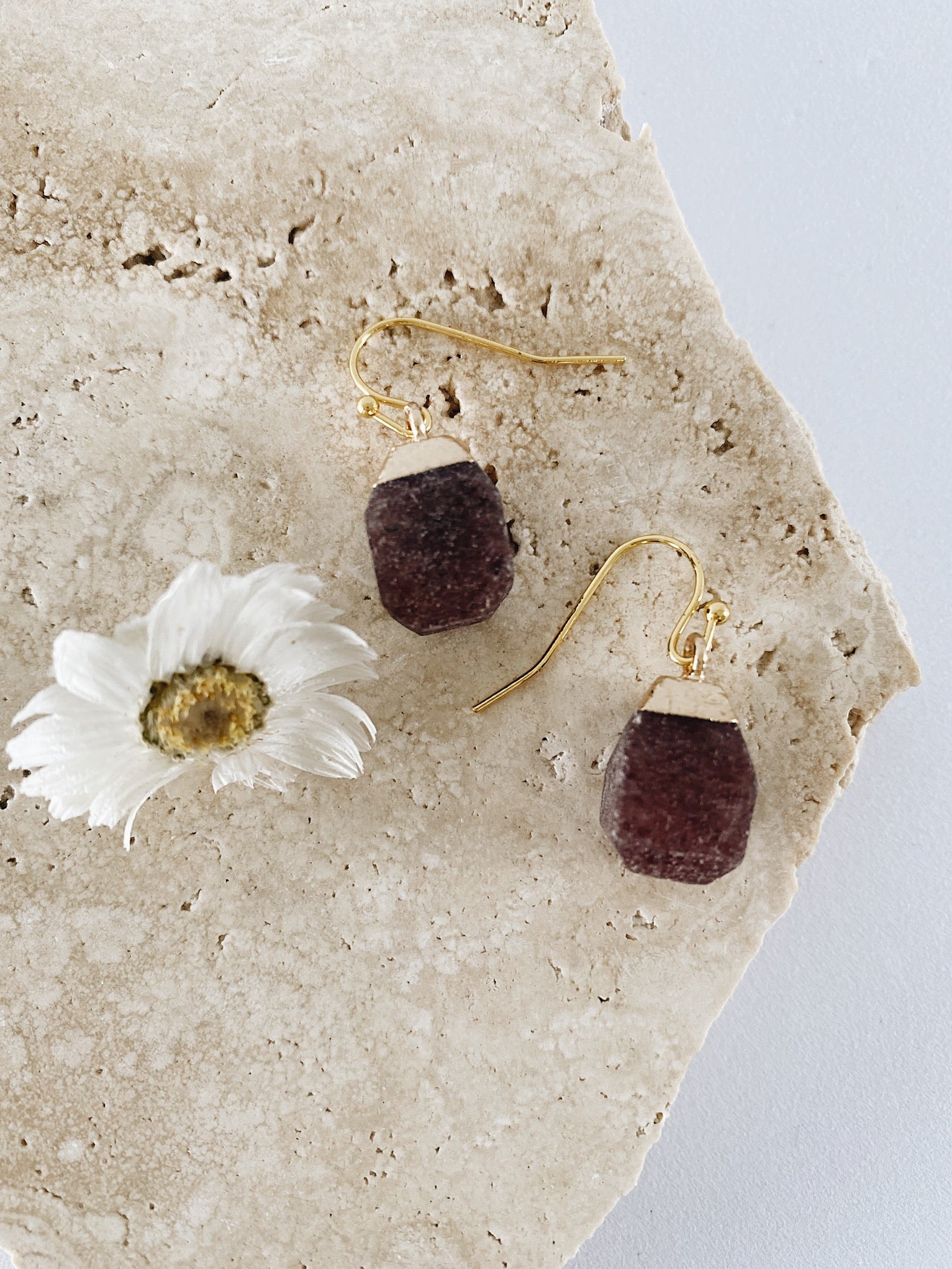 GARNET EARRINGS - GOLD