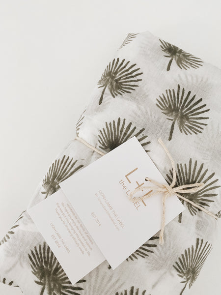 FAN PALM FITTED COT SHEET
